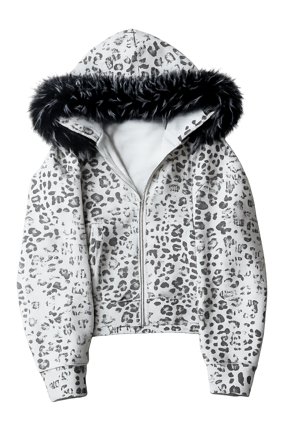 American Vintage Trendy Hooded Leopard Print Sweatshirt