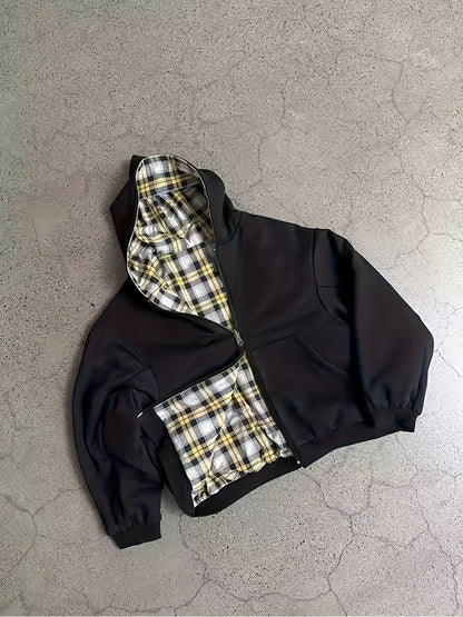 Y2K Vintage Plaid Hoodie