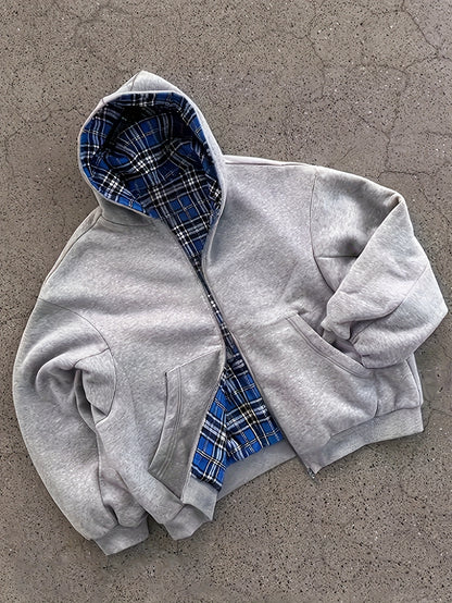 Y2K Vintage Plaid Hoodie