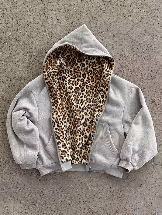 Y2K Vintage Fashion Leopard Print Hoodie