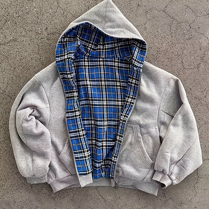 Y2K Vintage Plaid Hoodie